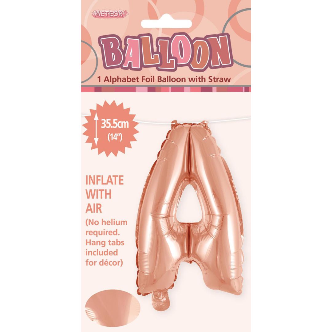 Alphabet Foil Balloon 35cm Rose Gold - A