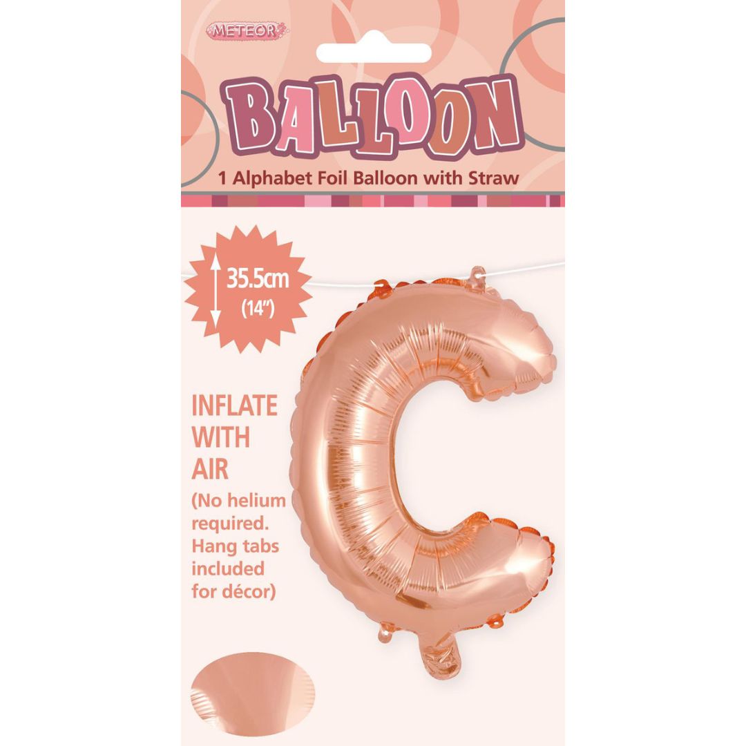 Alphabet Foil Balloon 35cm Rose Gold - C