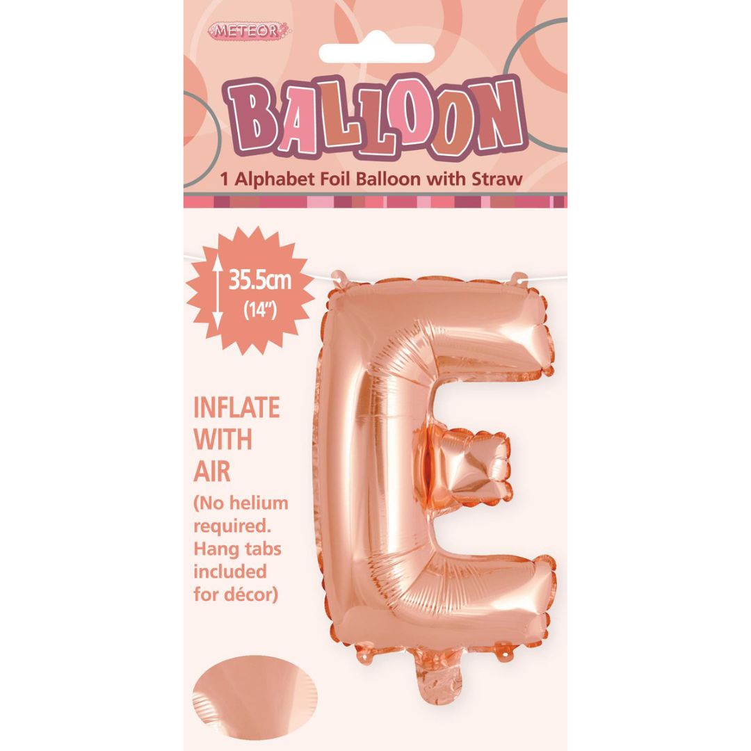 Alphabet Foil Balloon 35cm Rose Gold - E