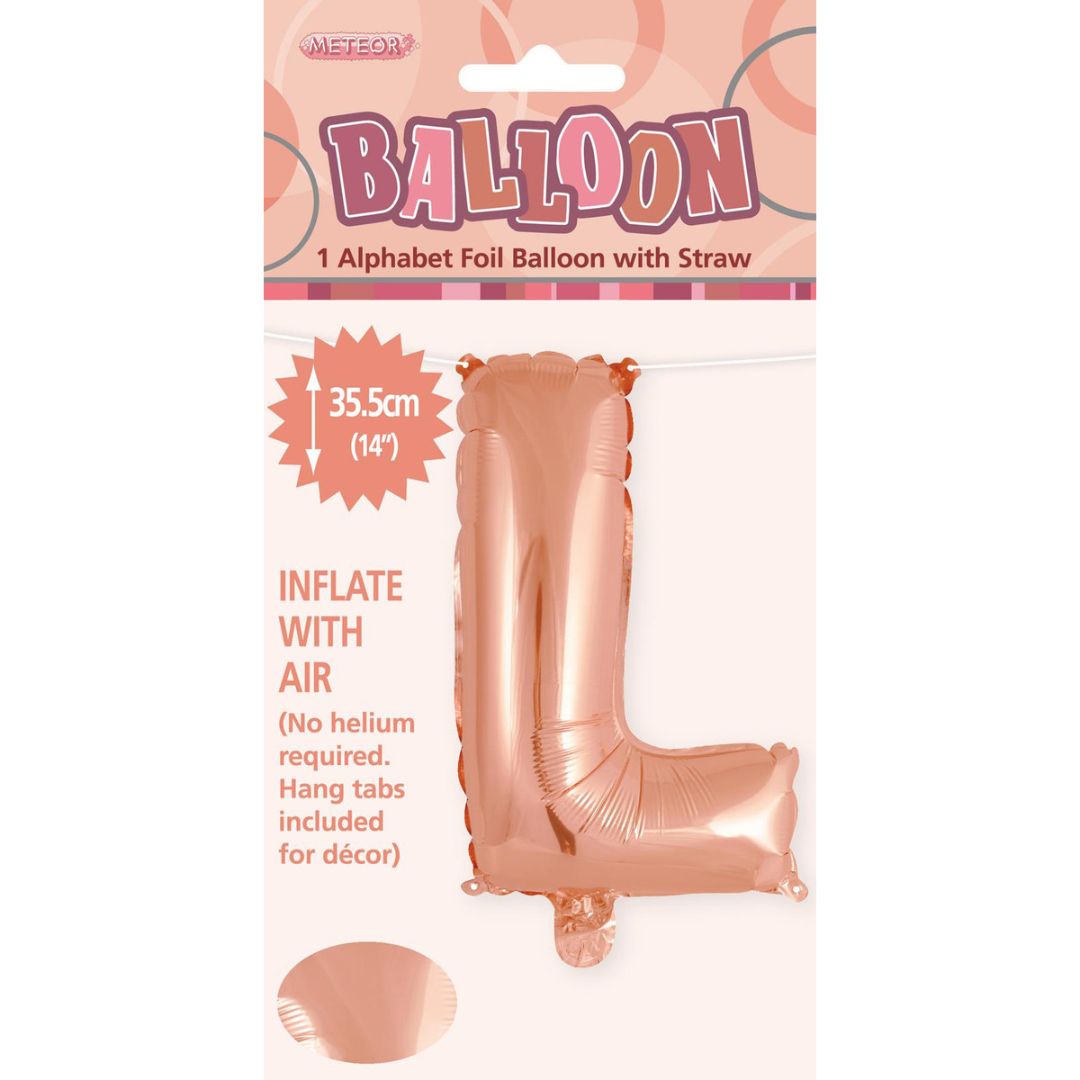 Alphabet Foil Balloon 35cm Rose Gold - L