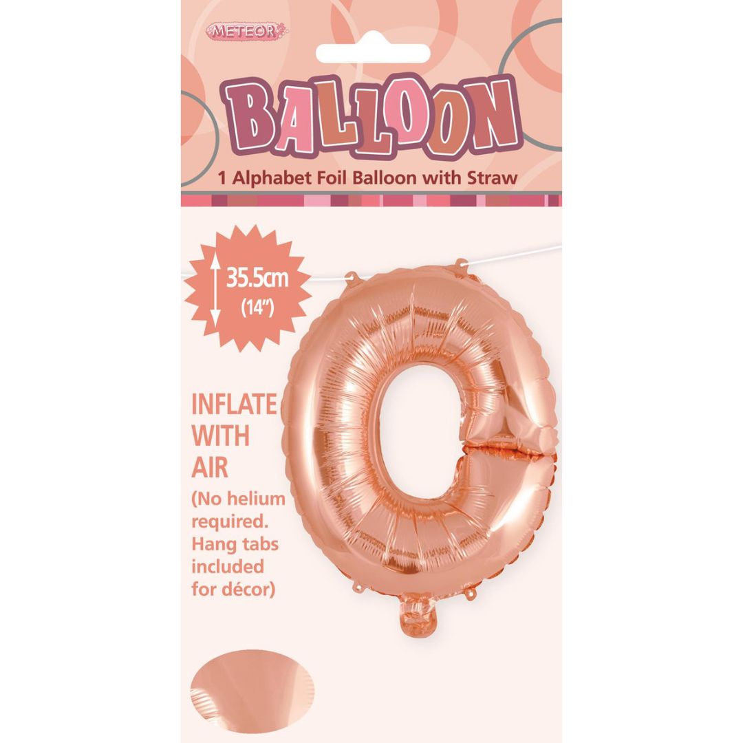 Alphabet Foil Balloon 35cm Rose Gold - O