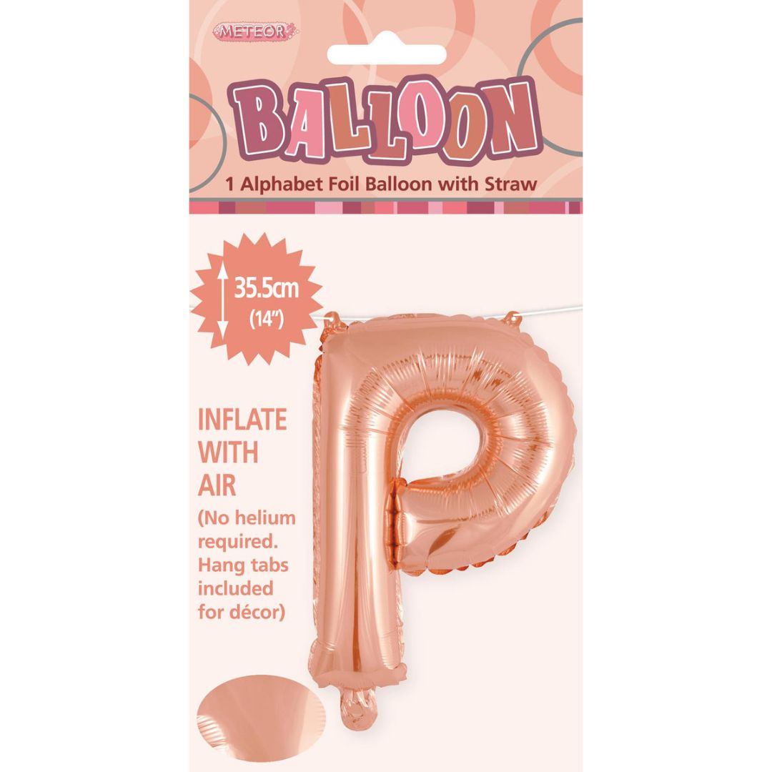 Alphabet Foil Balloon 35cm Rose Gold - P