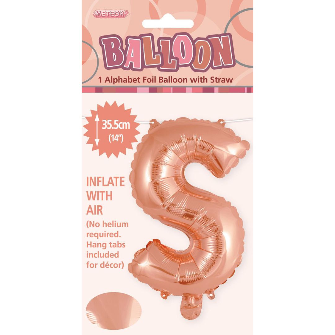 Alphabet Foil Balloon 35cm Rose Gold - S