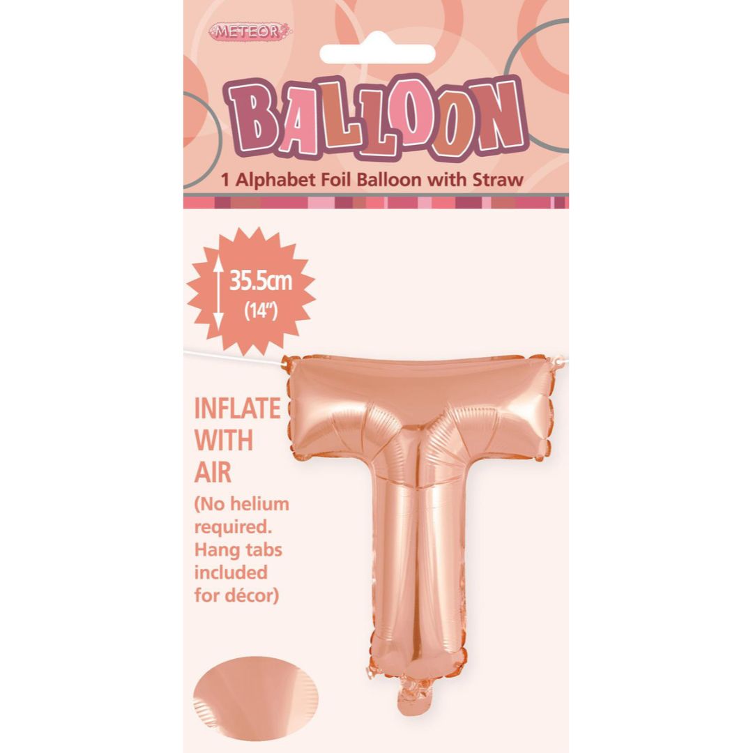 Alphabet Foil Balloon 35cm Rose Gold - T