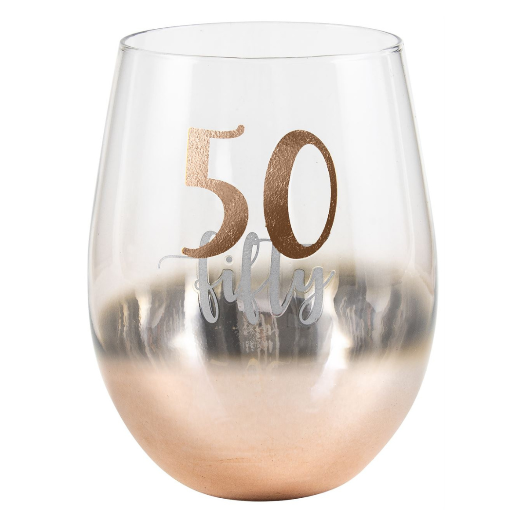 50 Ombre Stemless Wine Glass Rose Gold 600ml