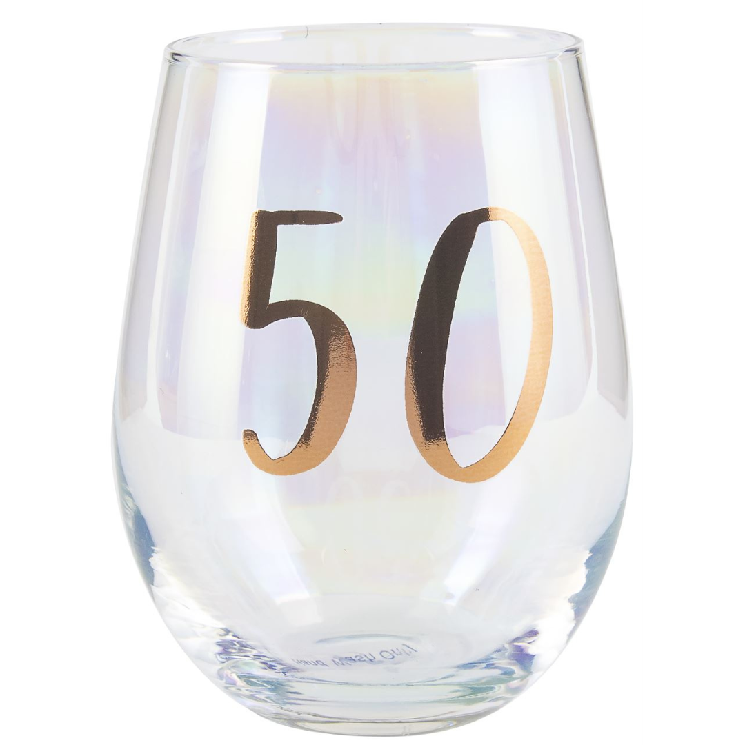 50th Rainbow Stemless Wine Glass 600ml