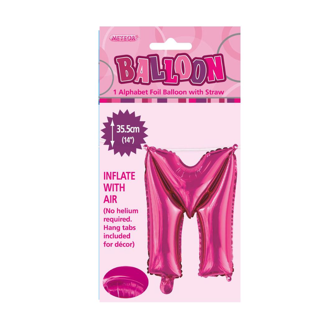 Alphabet Foil Balloon 35cm Hot Pink - M