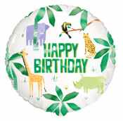 Animal Safari - Happy Birthday Foil Balloon 45cm