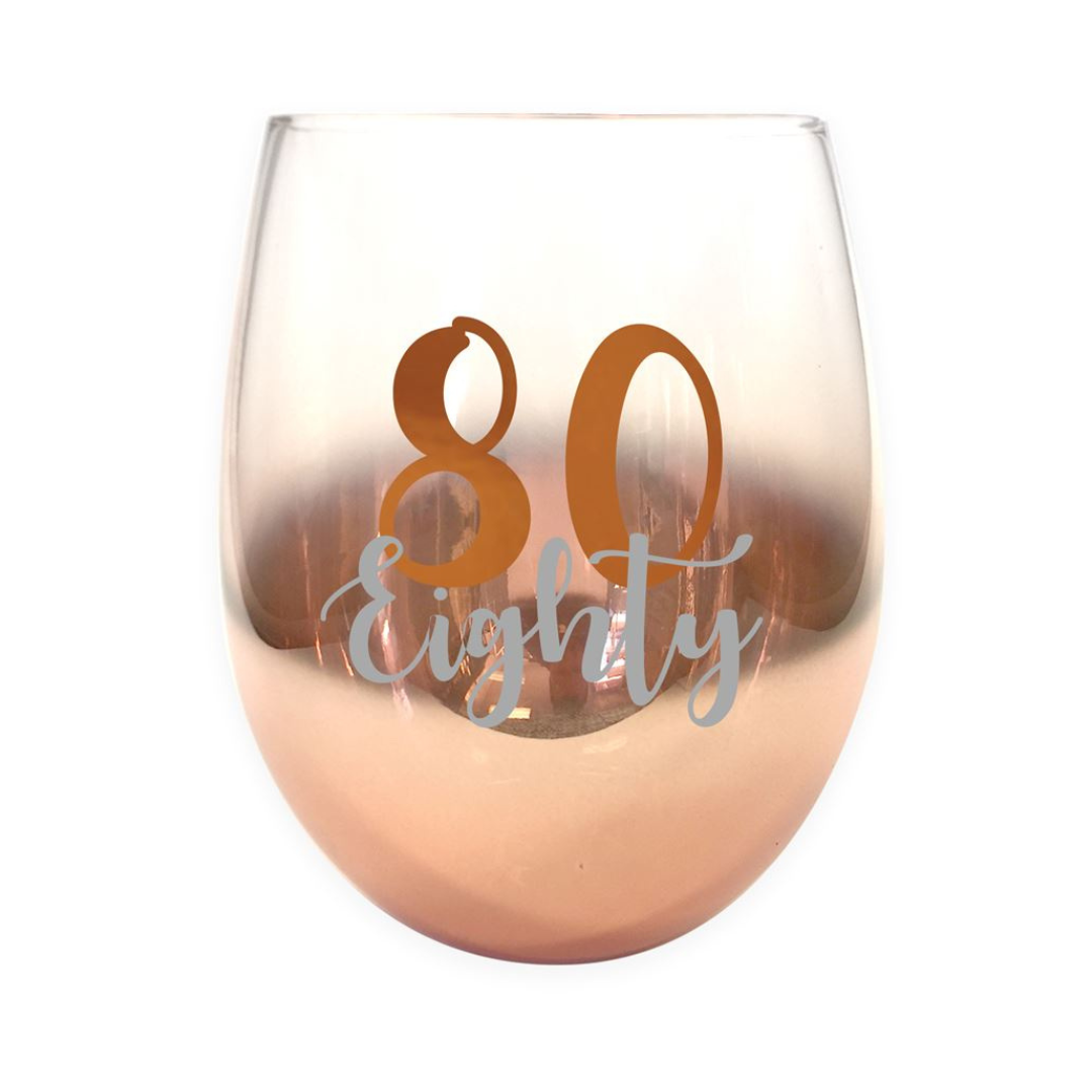 80 Ombre Stemless Wine Glass Rose Gold 600ml