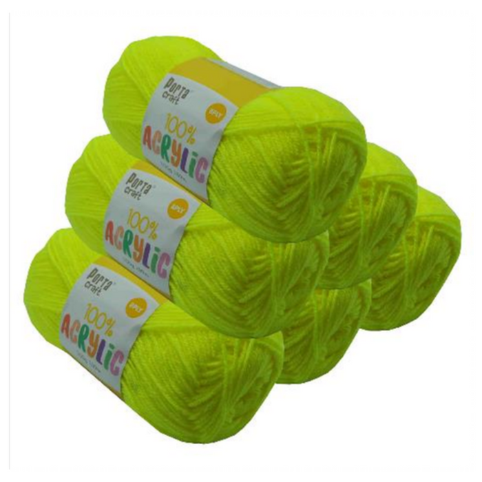 Acrylic Yarn 100g 189m Solid 11 Hi Viz Yellow