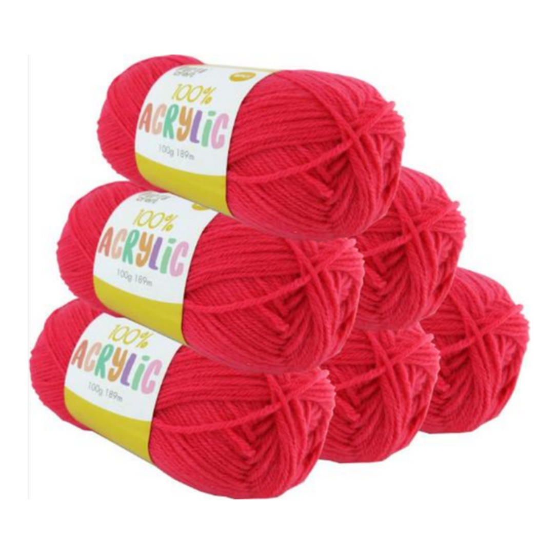 Acrylic Yarn 100g 189m Solid 37 Watermelon