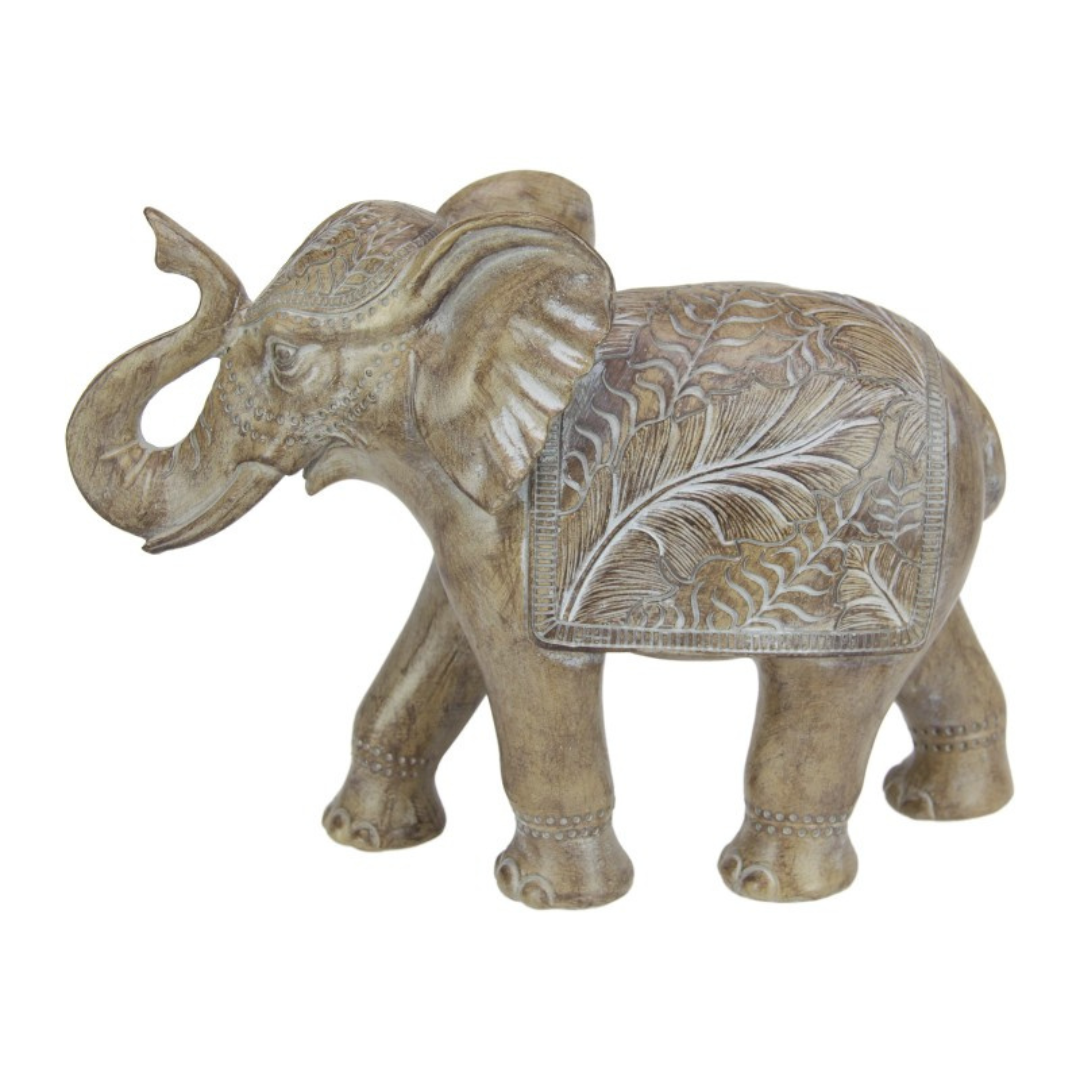 25Cm Long Brown Deco Elephant W