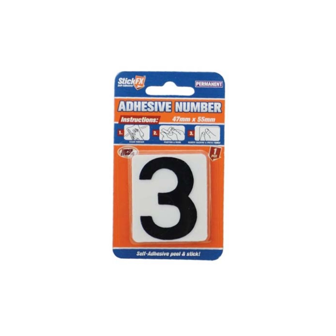 Adhesive Number 3-Black/White