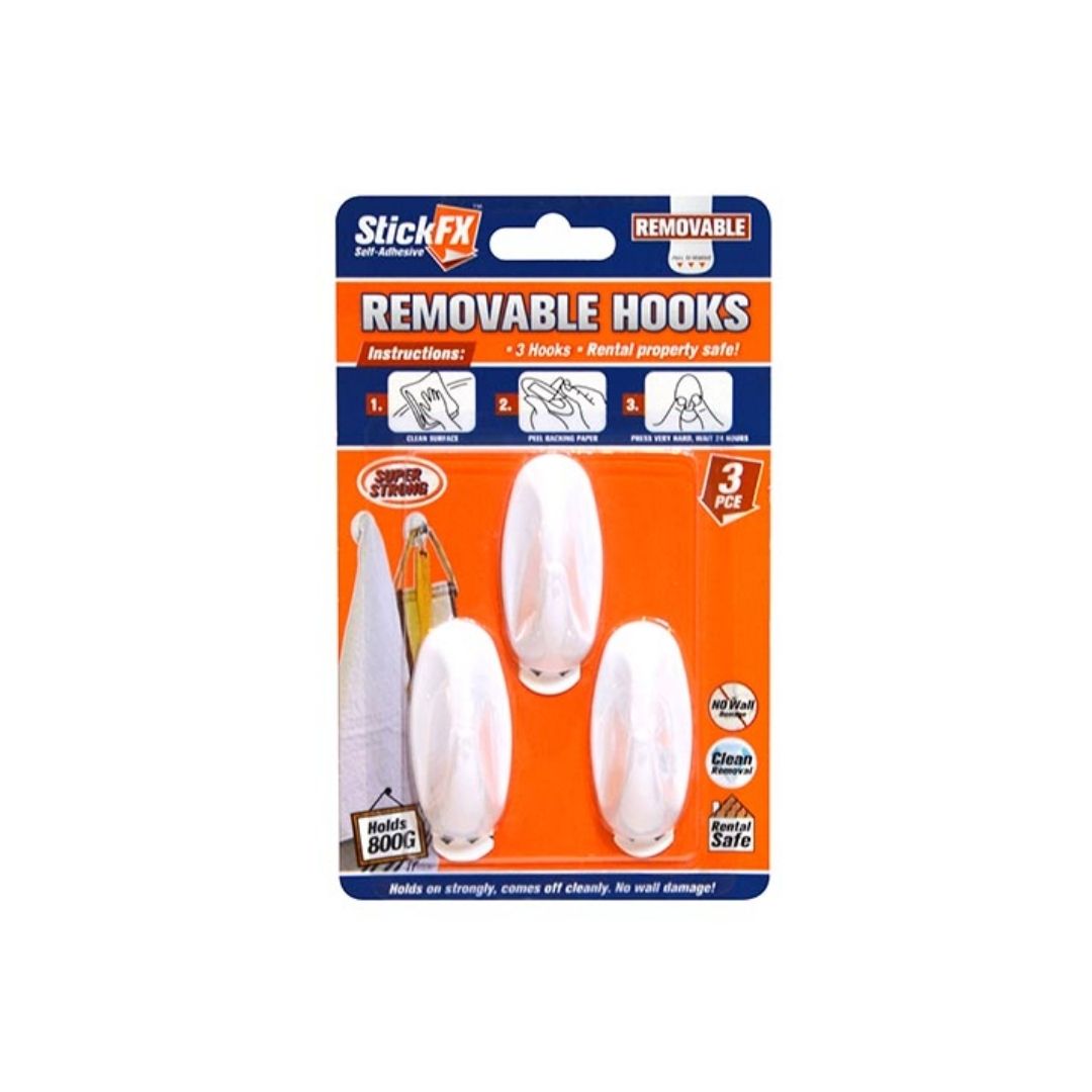 3pce Self-Adhesive Hooks-800G-Rem-5.5cmH