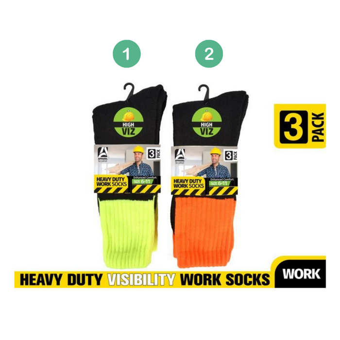 3Pair High Visibility Work Socks