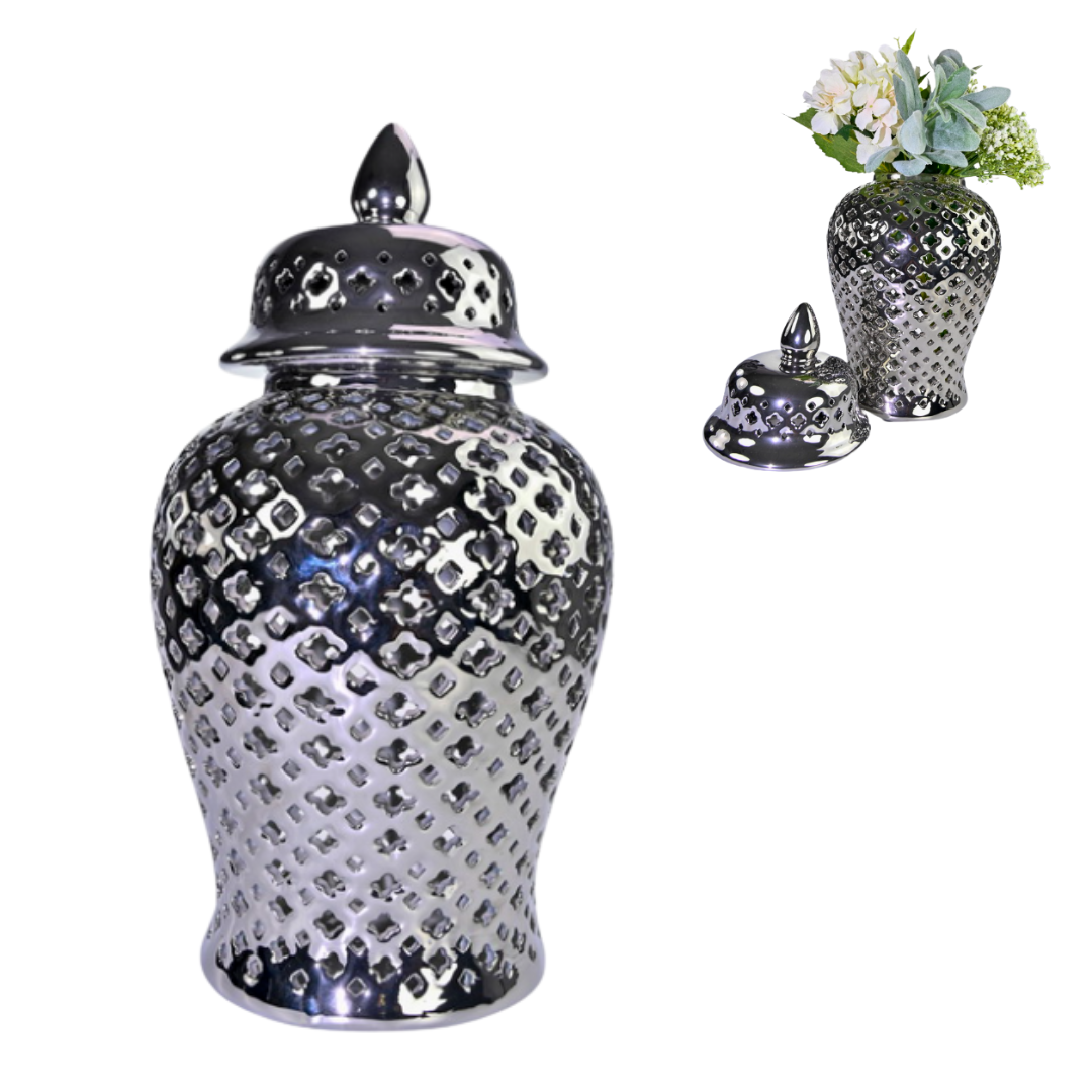 42CM SILVER GINGER JAR