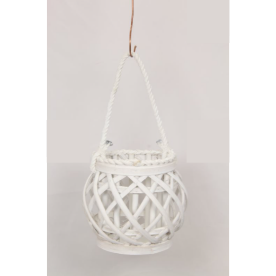 16Cm White Wicker Plant Holder