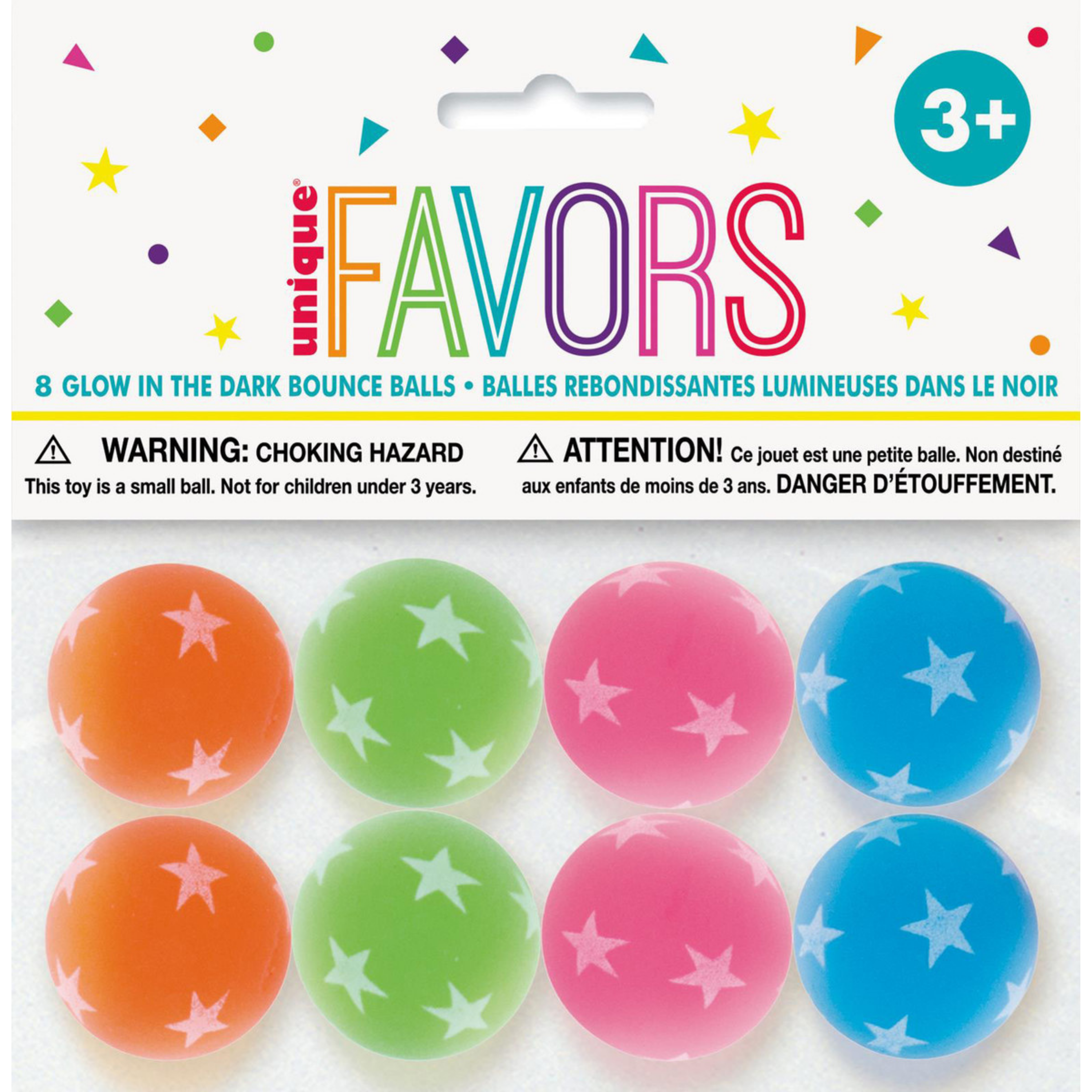 8 Bounce Balls - Glow In the Dark 32.5mm