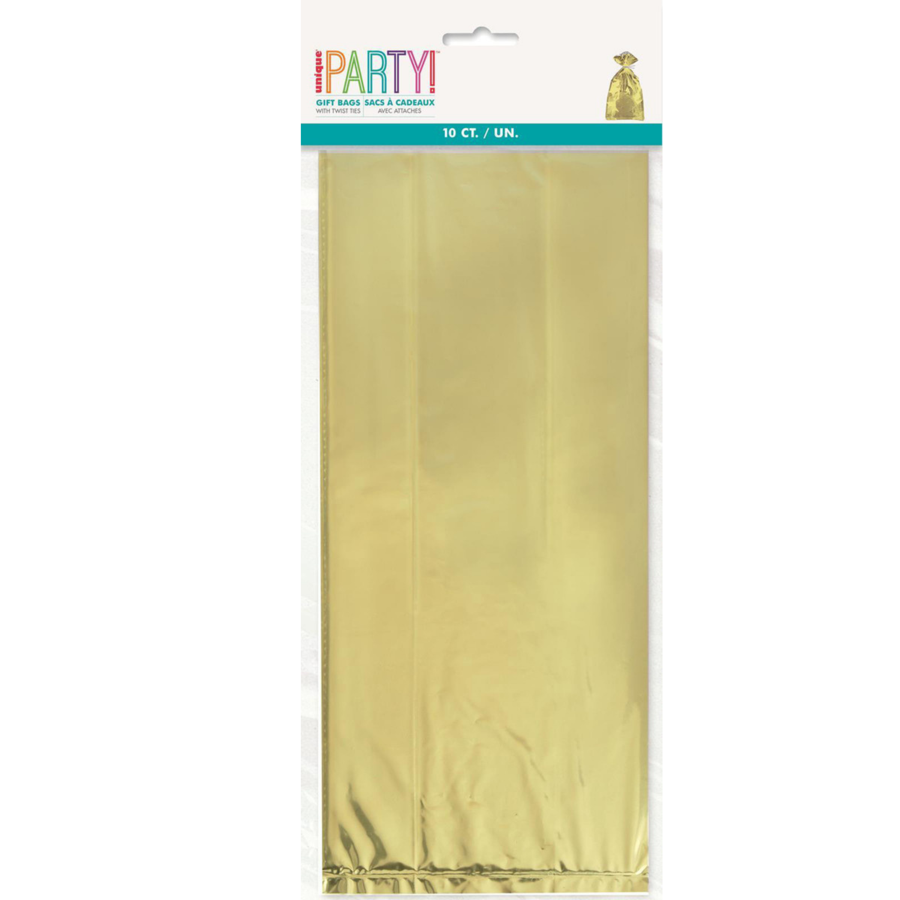 10 Cello Bags - Gold Foil