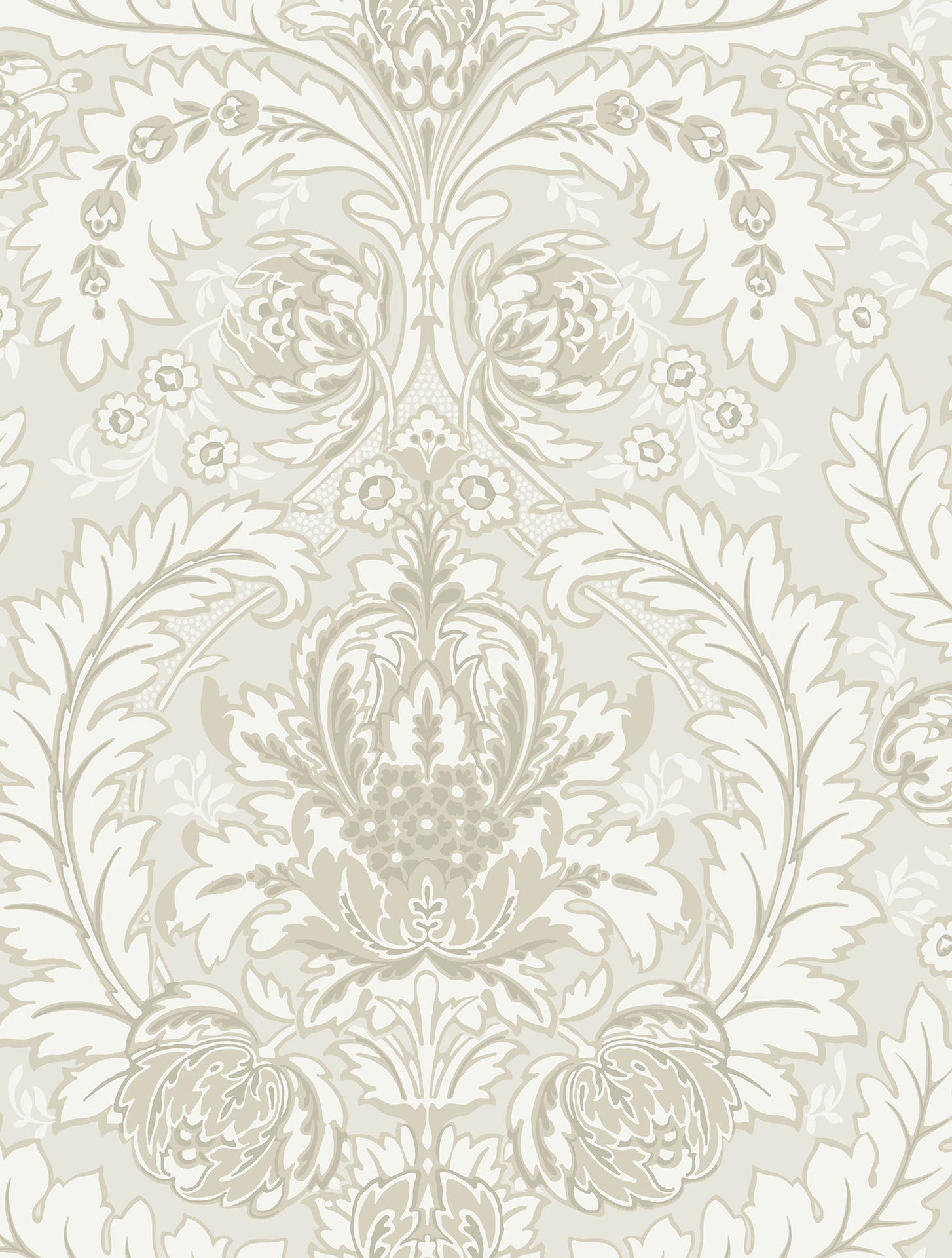 TX34844 - Silver Leaf Damask Wallpaper - Discount Wallcovering