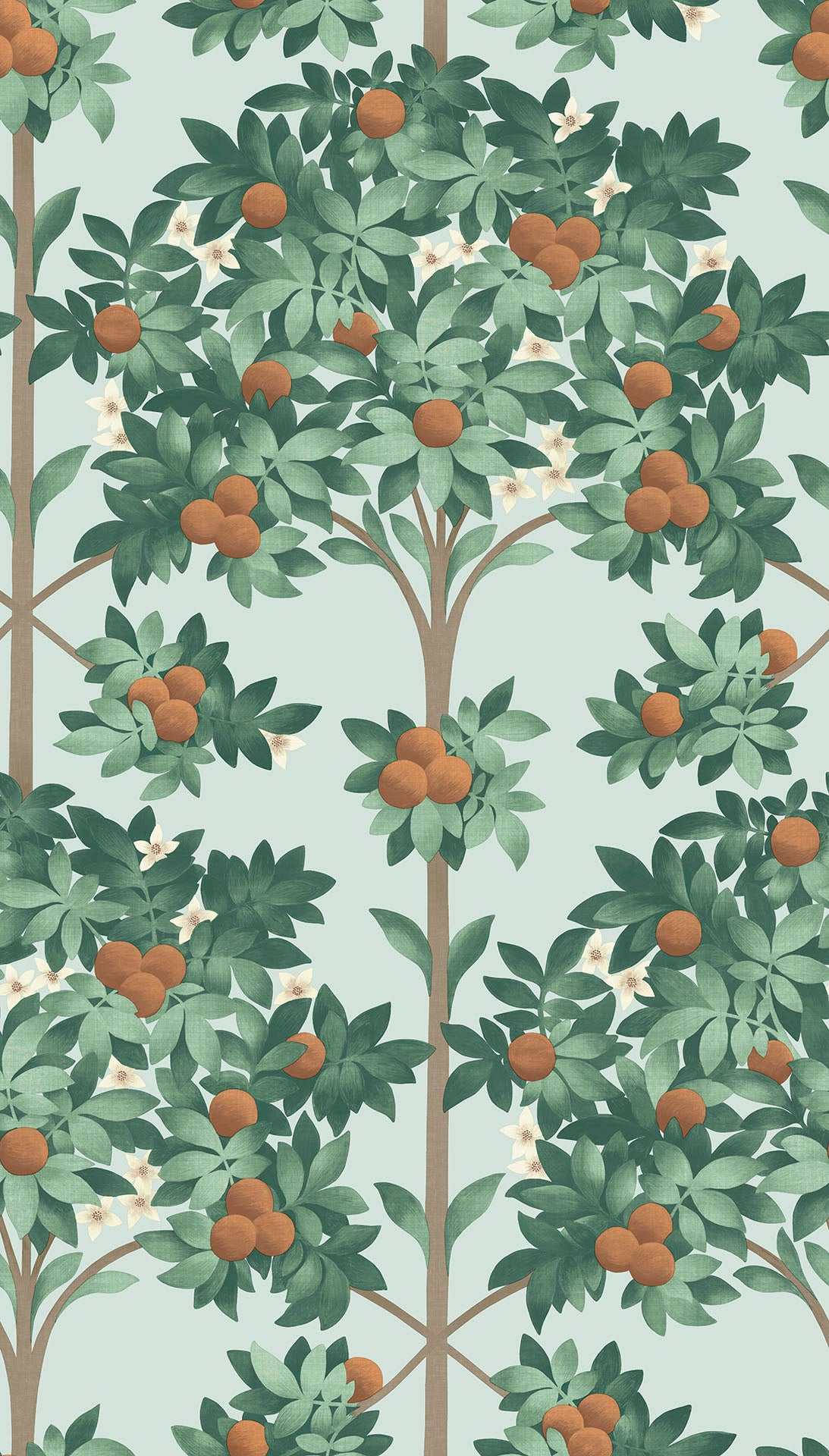 Seamless Pattern Design Of Orange Fruit With The Leaves And Flowers Of The  Tree With A Light Green Background And With Modern Style Stock Illustration   Download Image Now  iStock