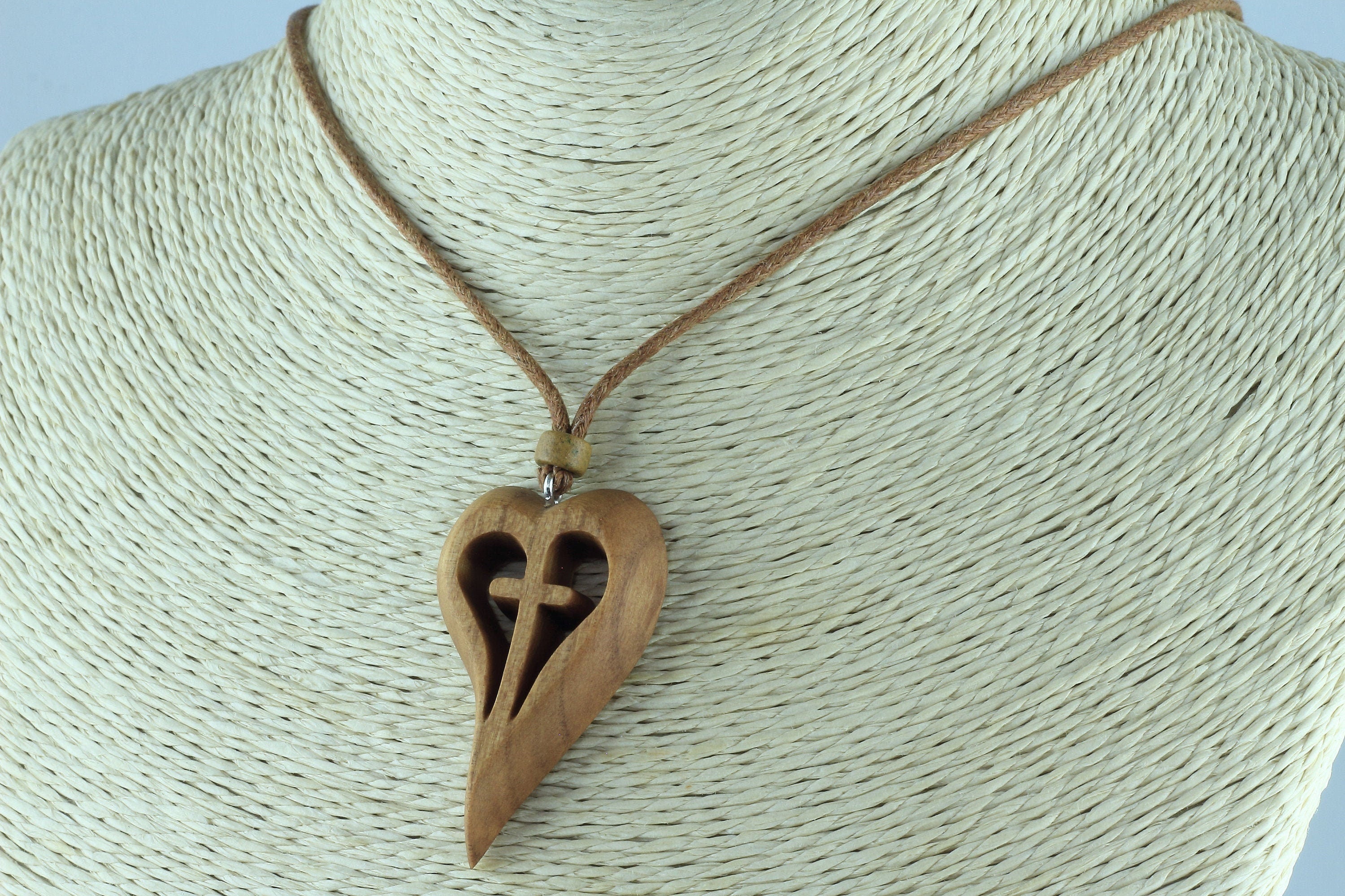 Hand Carved Olive Wood Heart Necklace Pendant, Unique Wooden Jewelry - Etsy