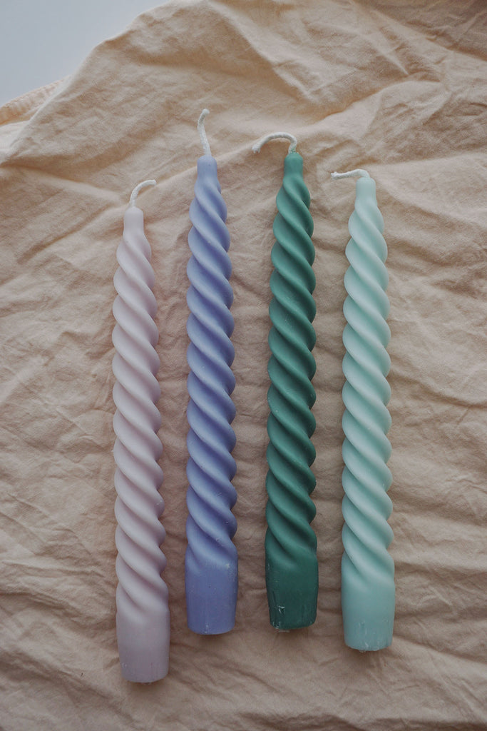 Soft Pastel Handmade Beeswax & Soy Blend Spiral Twist Candles / Dinner  Candles / Taper Candles / Modern Candles / Pillar Candles 