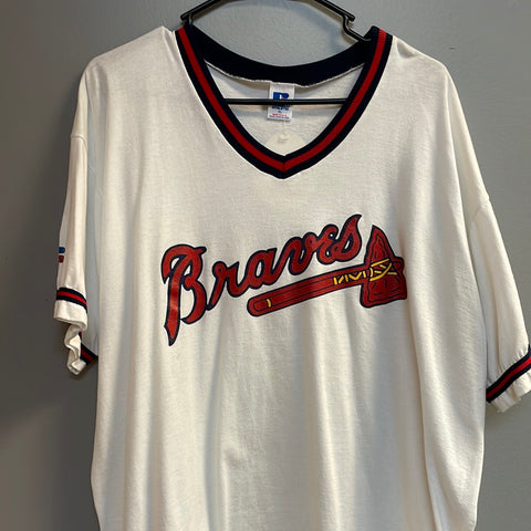Vintage Atlanta Braves Russell Athletic White Replica Jersey (Size L