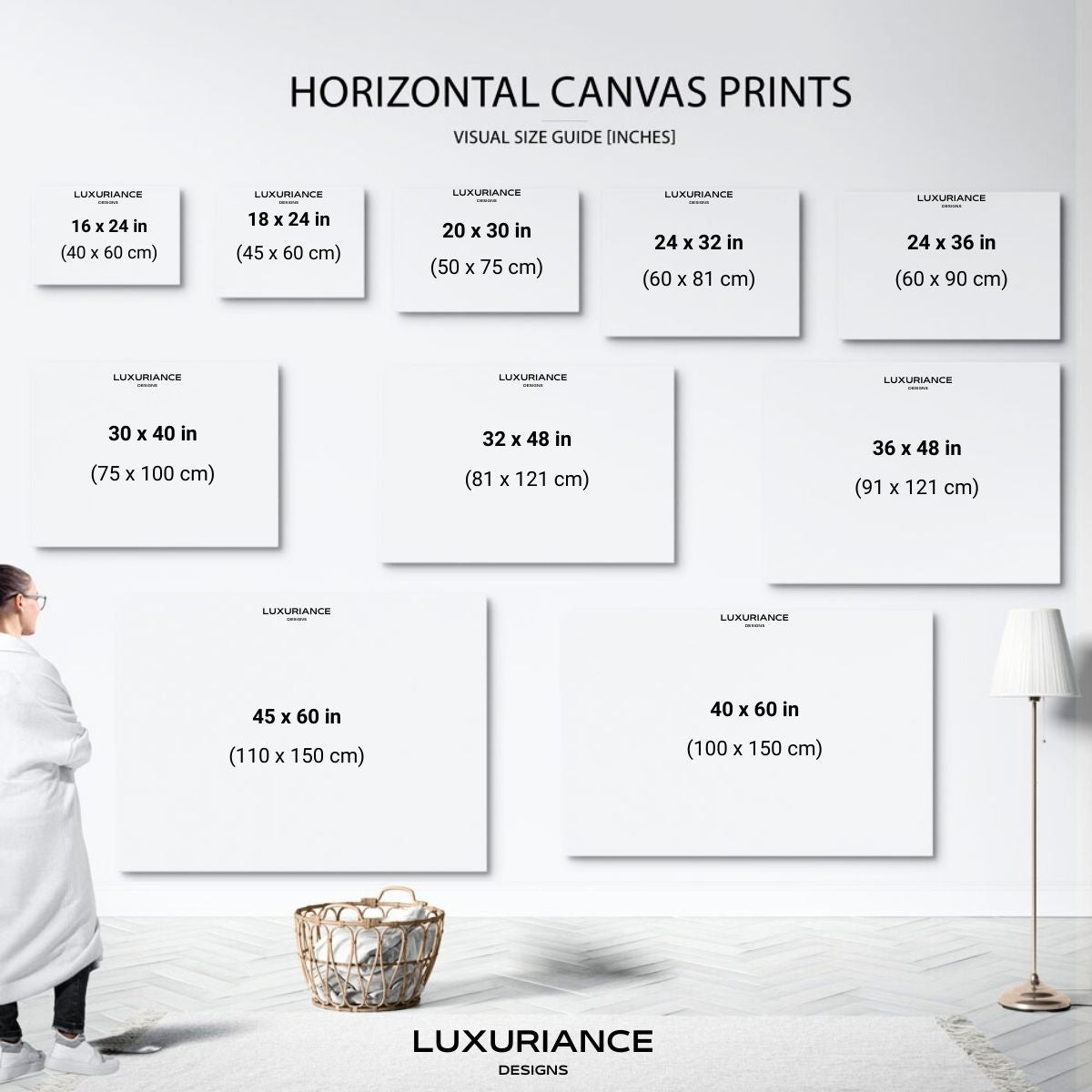 Luxuriance Designs Wall Art Horizontal Size Guide