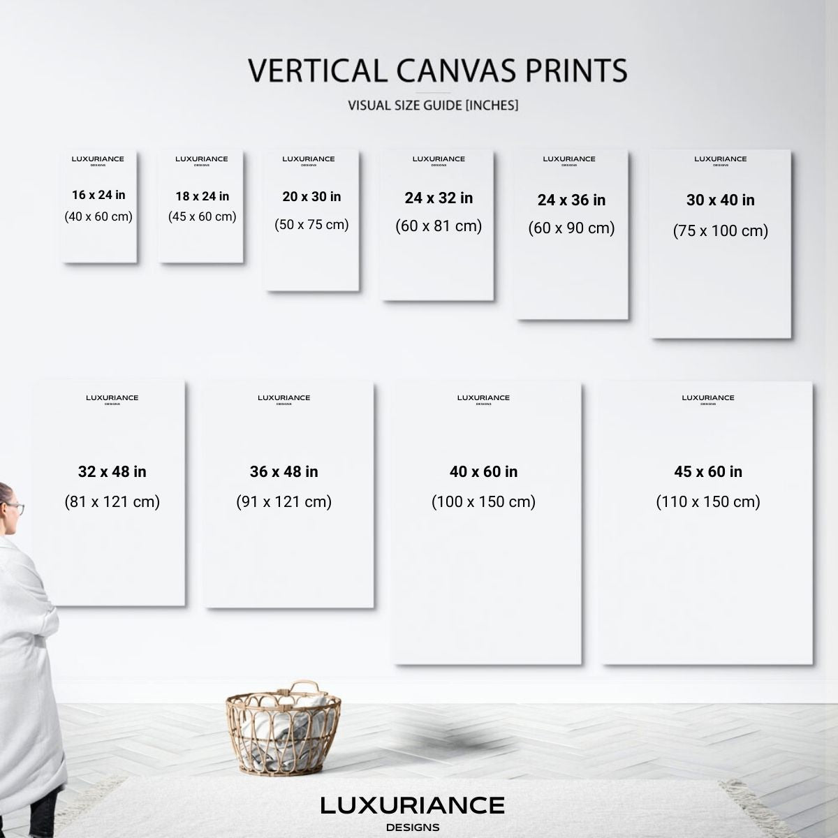 Luxuriance Designs Wall Art Vertical Size Guide