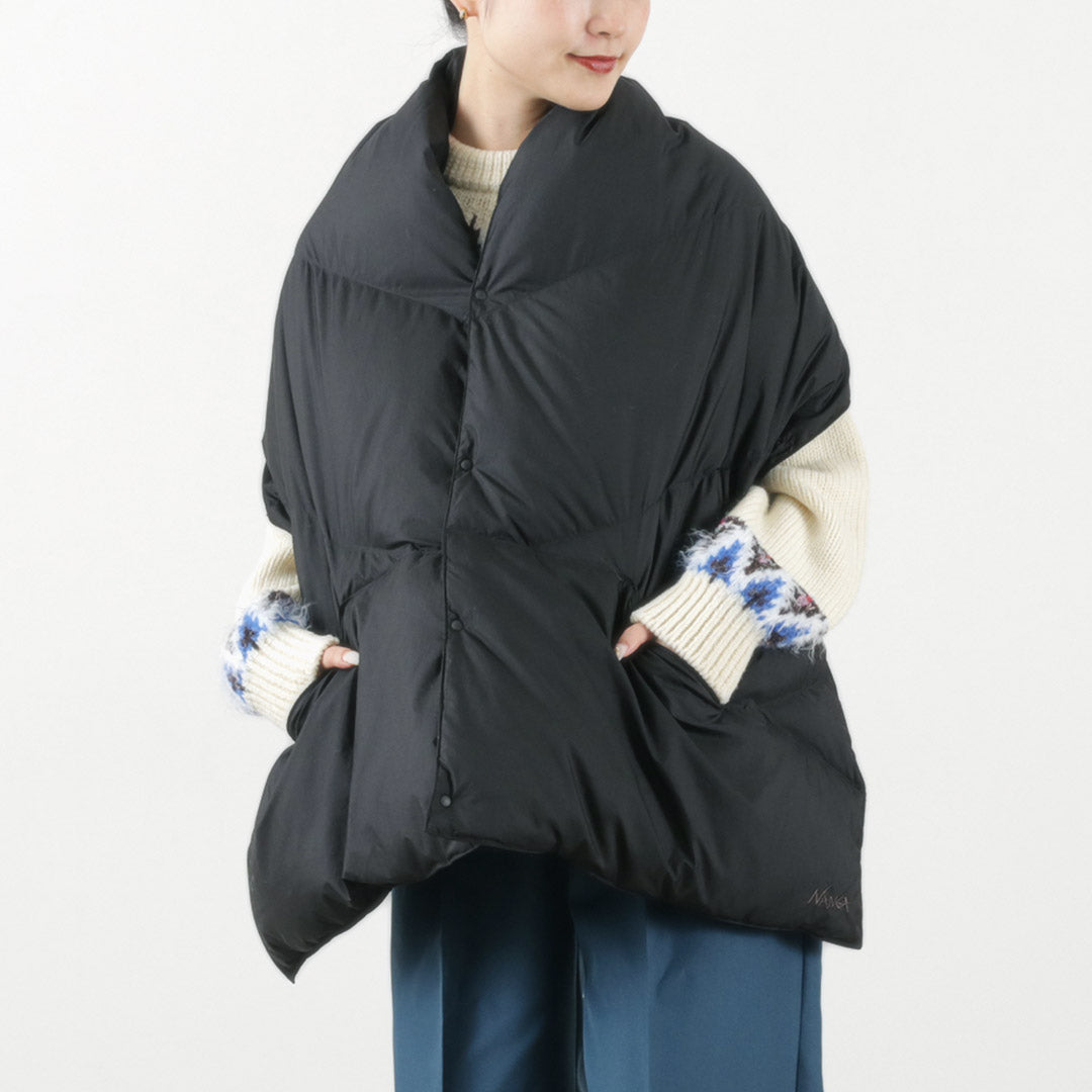 NANGA（ナンガ） ダウン ポンチョ マフラー / レディース シンプル ブランケット 防寒 キャンプ アウトドア DOWN PONCHO  MUFFLER