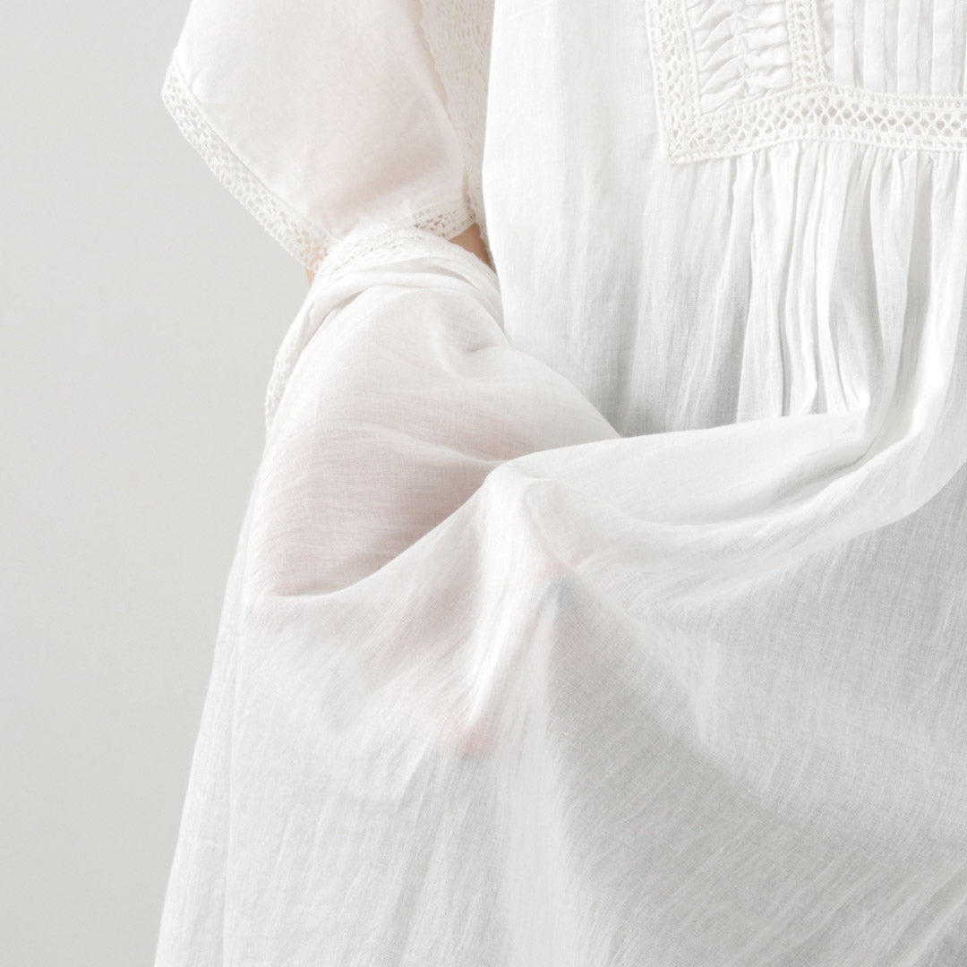 TUMUGU（ツムグ） サイドリボン ワンピース / ロング丈 半袖 インド綿