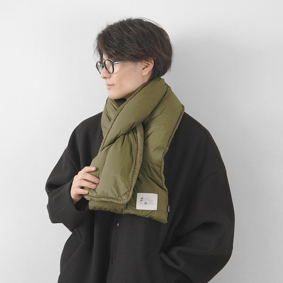 ALLIED FEATHER + DOWN（アライドフェザーアンドダウン） ダウン マフラー / リバーシブル フリース 撥水 防風 メンズ DOWN  MUFFLER