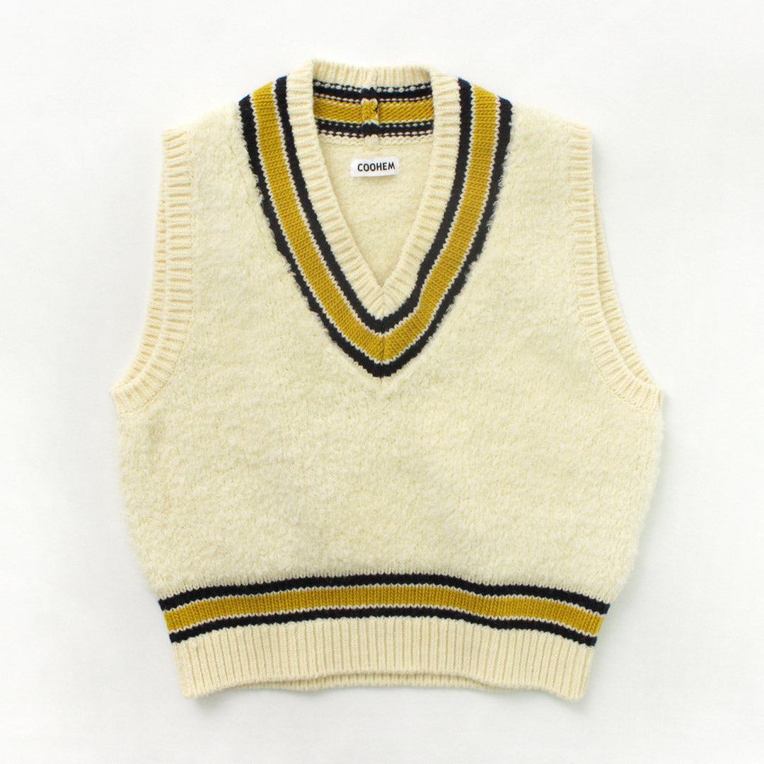 COOHEM（コーヘン） ウールフリース チルデン ニット / レディース トップス ベスト ショート丈 ファーモール ウール 毛 Wool  Freece Tilden Knit