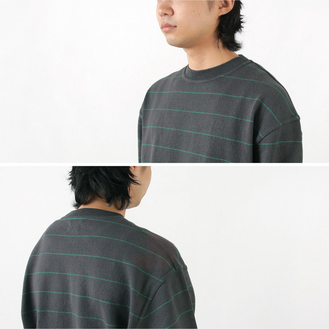 YONETOMI NEW BASIC Wave Cotton Knit Pullover Striped