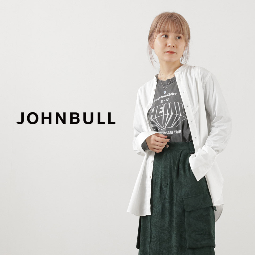 JOHNBULL（ジョンブル） 60/タイプライター ボザムシャツ / 長袖 シャツ レディース スタンドカラー 襟なし 60/Typewriter  Bosom Shirt
