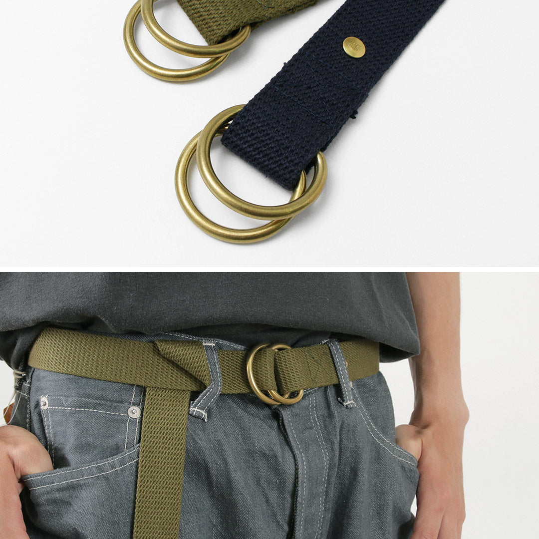 Italian-leather belt with D-ring details