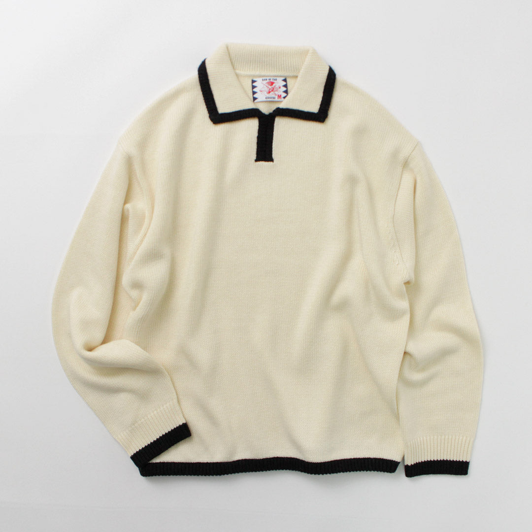 SON OF THE CHEESE（サノバチーズ） ライン ポロニット / トップス セーター ウール メンズ Line Polo Knit