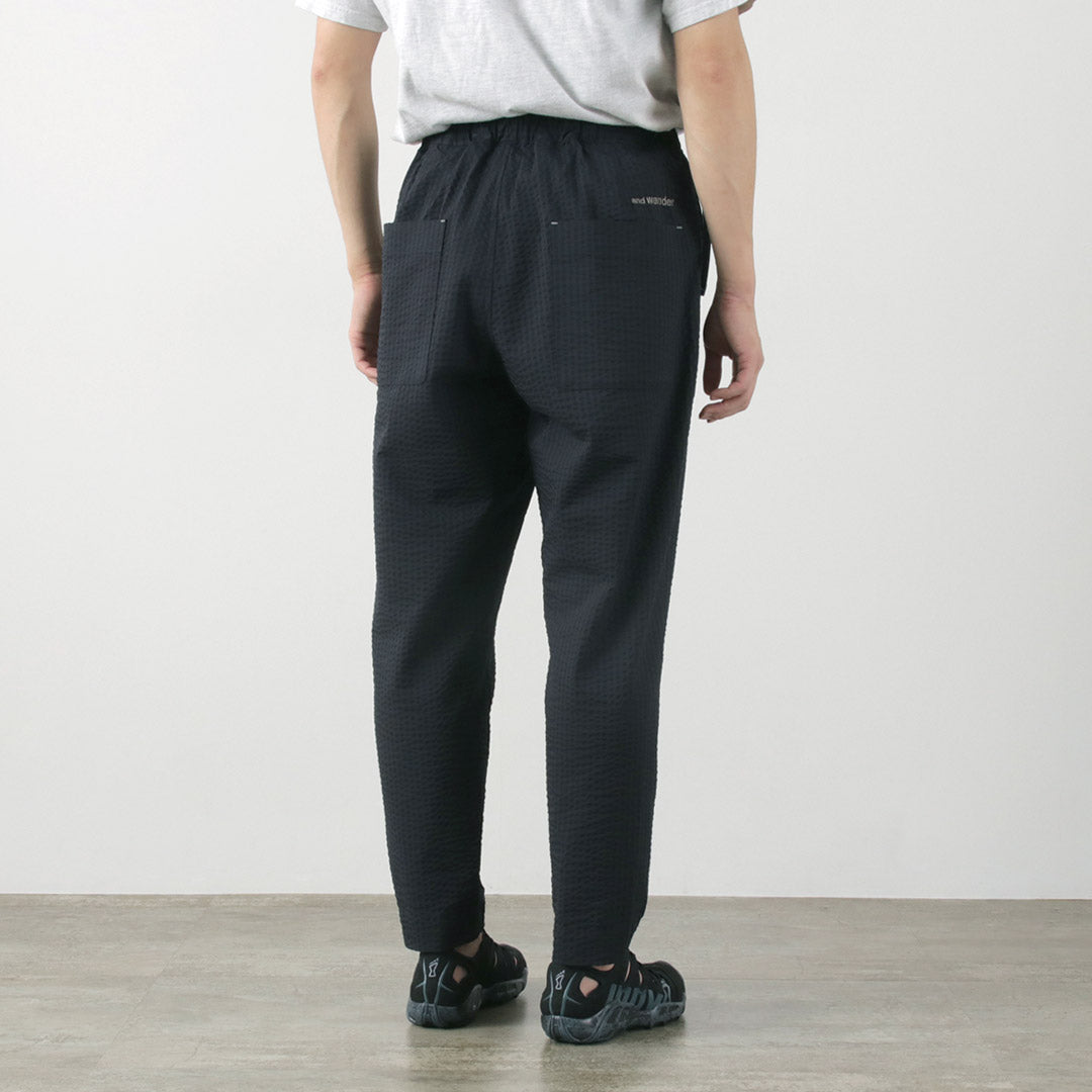 AND WANDER（アンドワンダー） ドライソフト シアサッカー パンツ / ボトムス 伸縮 吸湿速乾 COOLMAX Dry soft  seersucker pants