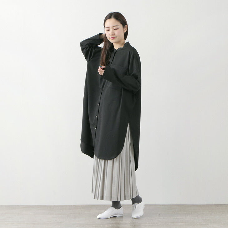 MIZUIRO IND（ミズイロインド） T/W バンドカラー シャツ チュニック