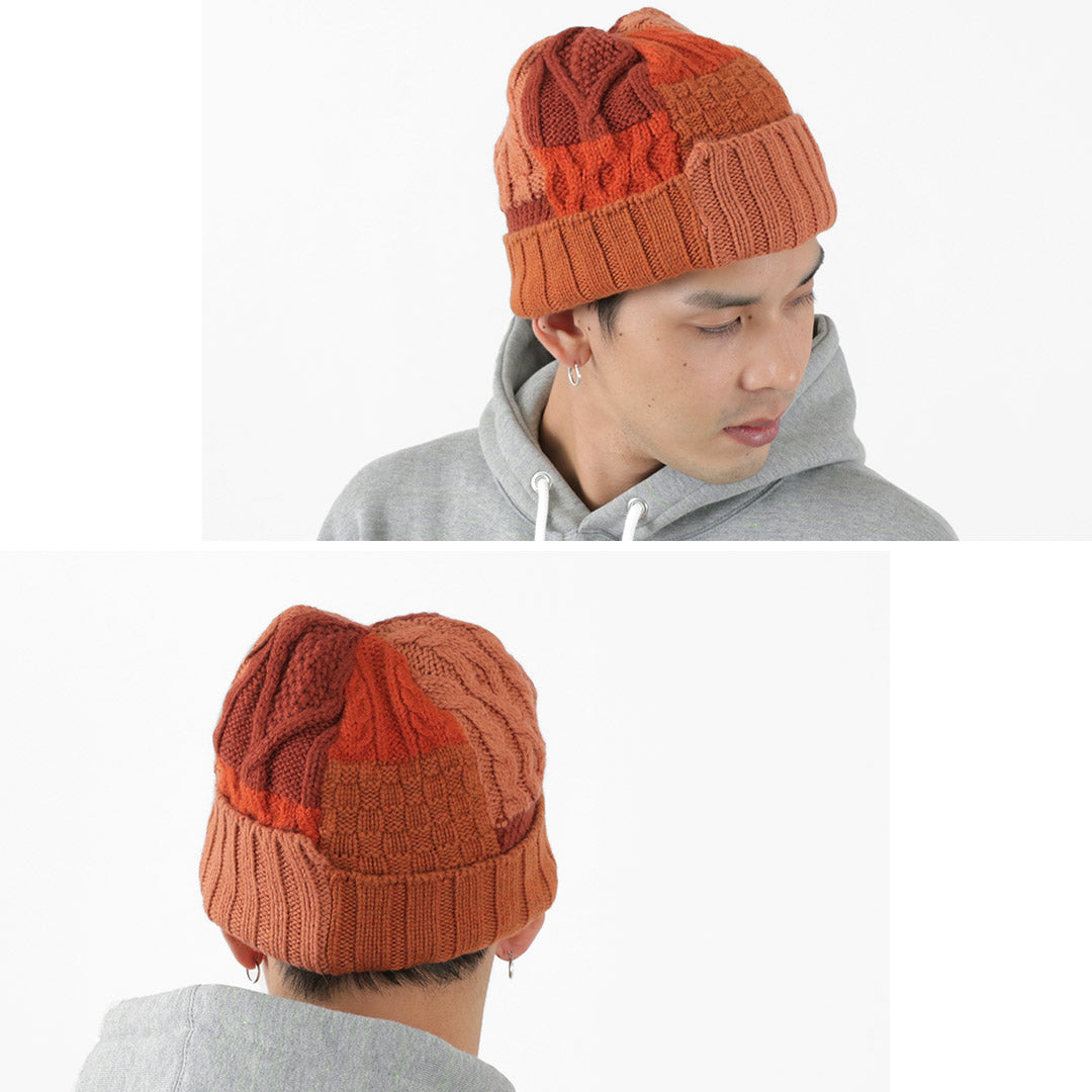 CAL O LINE （キャルオーライン） ケーブル ニットキャップ メンズ ニット帽 帽子 ウール 防寒 CABLE KNIT CAP