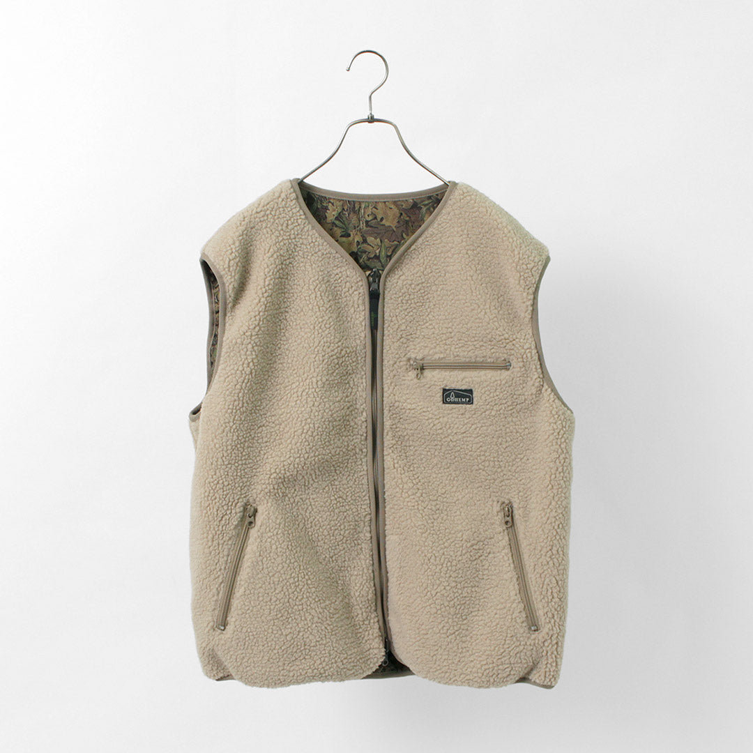 【30％OFF】GOHEMP（ゴーヘンプ） ブラウンロッジベスト メンズ レディース ユニセックス ボア フリース BROWN RODGE  JVEST【セール】