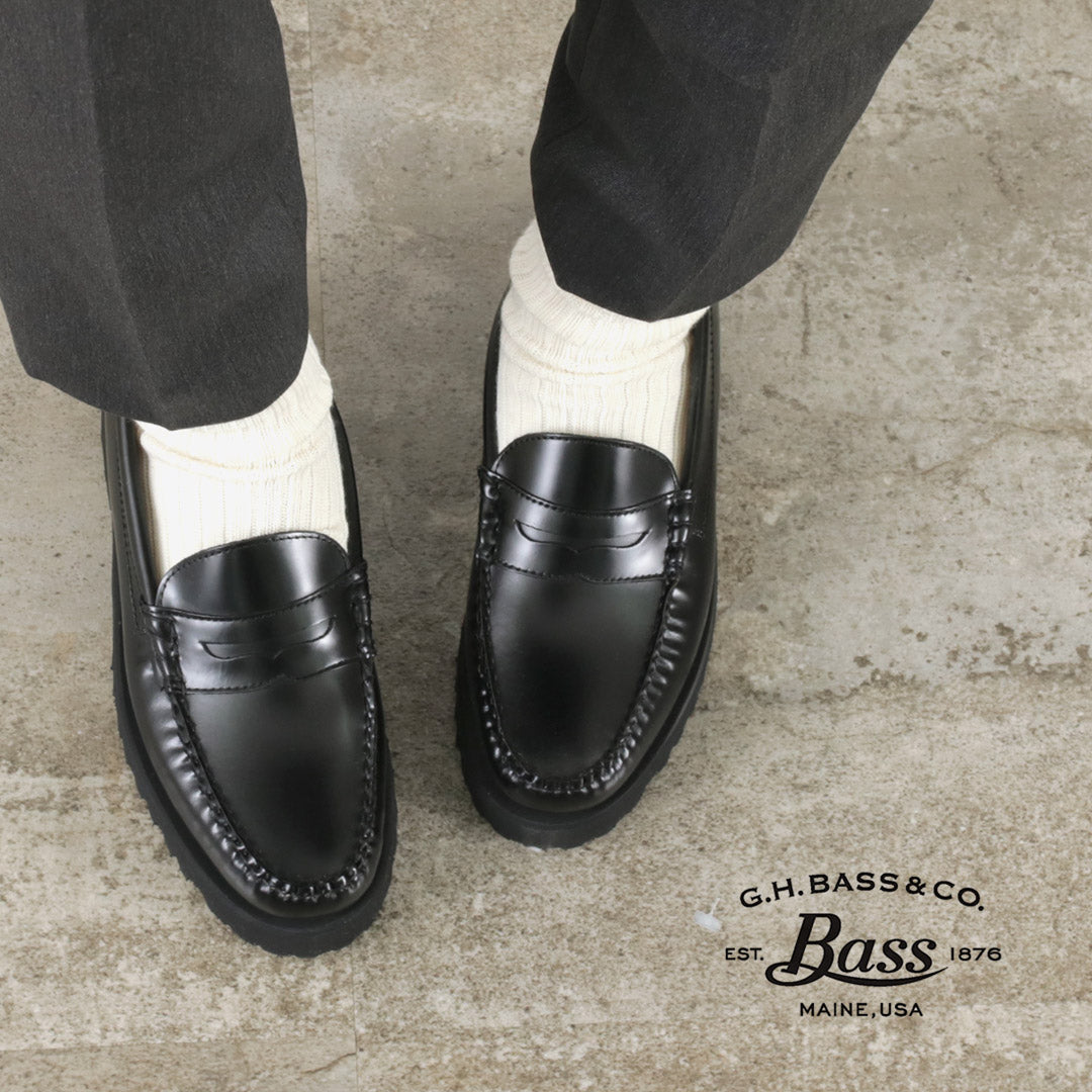 2cm最大幅ジーエイチバス BASS LOAFER ペニーローファー  23.5cm 黒