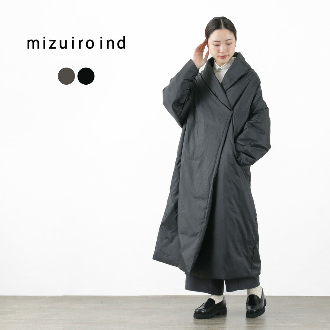 MIZUIRO IND（ミズイロインド） ドレープロング ライトダウンコート レディース アウター ロング キレイめ drape long light  down CT