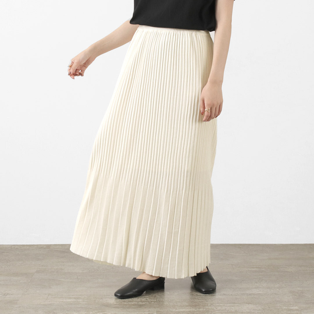 SHINZONE（シンゾーン） ニット プリーツスカート ロング コットン ウエストゴム 無地 レディース 22MMSSK05 KNIT PLEATS  SKIRT