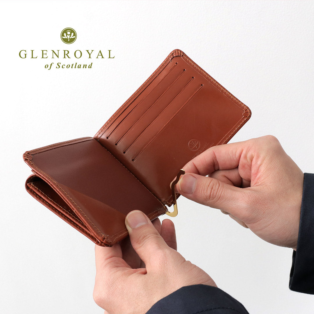 GLENROYAL（グレンロイヤル） マネークリップ付コインポケット メンズ 財布 小銭入れ 二つ折り 本革 レザー スリム ギフト MONEY  CLIP WITH COIN POCKET