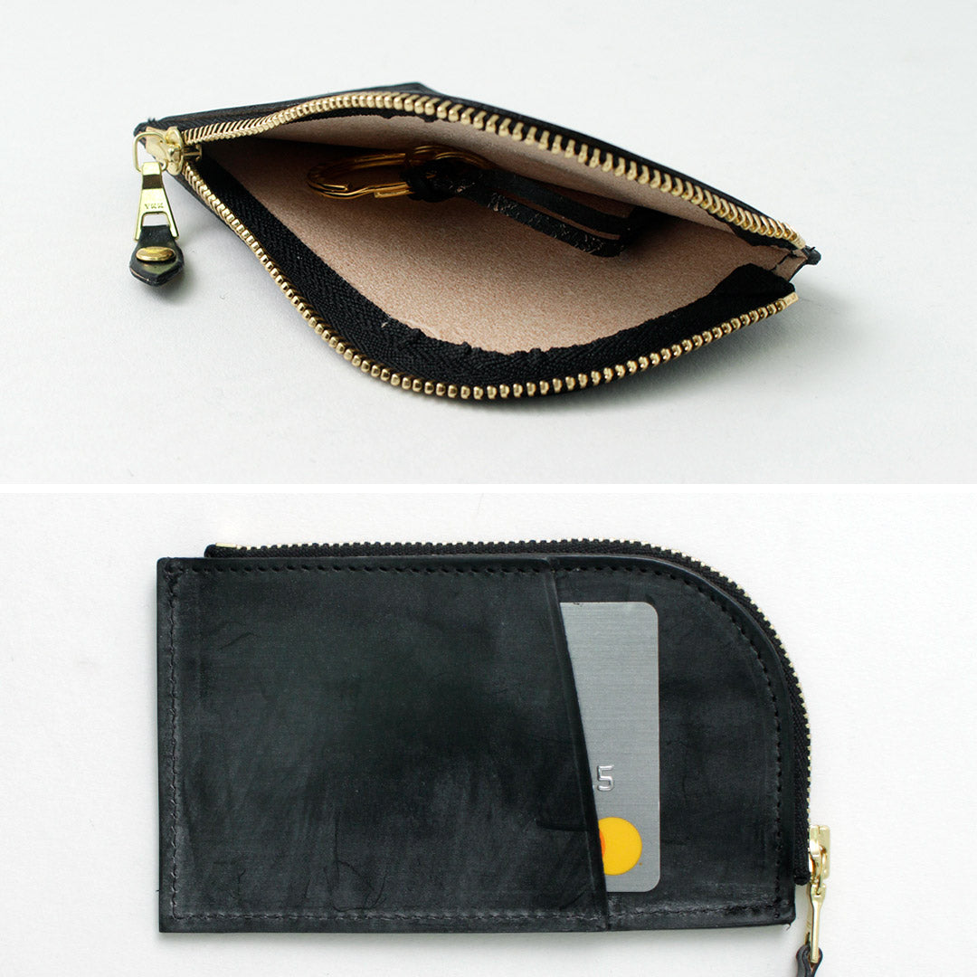 Gusseted Leather Coin Purse with Zipper - Black