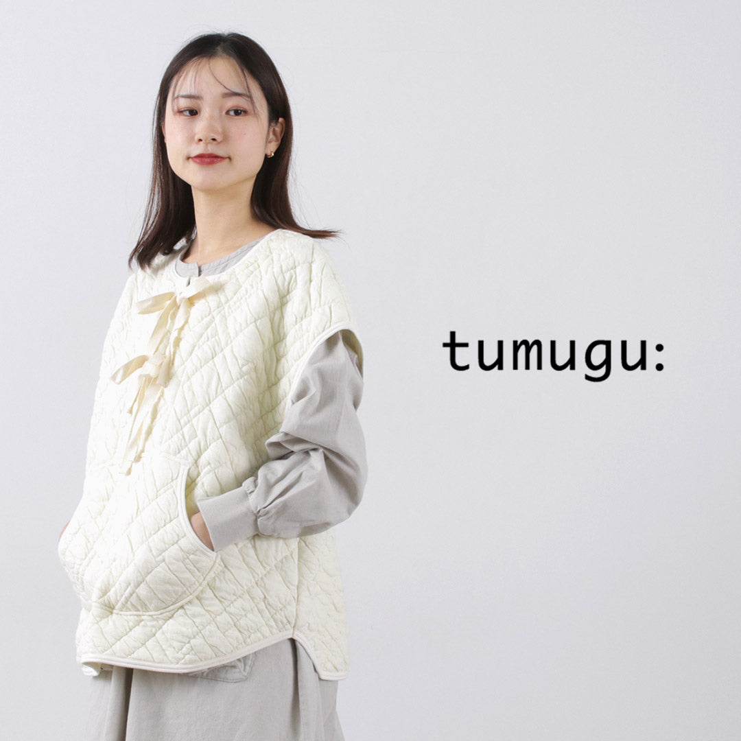 30％OFF】TUMUGU（ツムグ） ストレッチキルトダイヤ柄 中綿ベスト