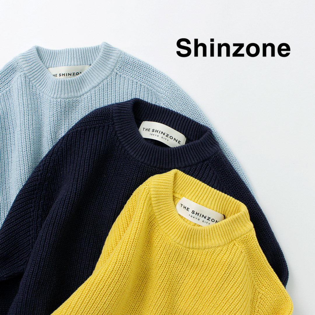 SHINZONE（シンゾーン） リネンシェーカー セーター / レディース トップス ニット ショート丈 長袖 コットン 綿 麻 日本製  23SMSNI01 LINEN SHAKER SWEATER