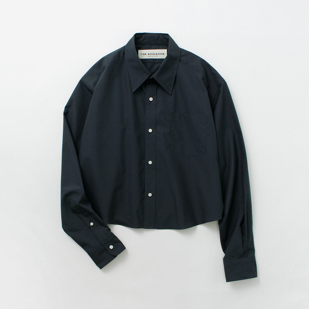 SHINZONE（シンゾーン） ショートシャツ / レディース 長袖 襟付き ショート丈 無地 綿 コットン 23SMSBL02 SHORT  SHIRTS